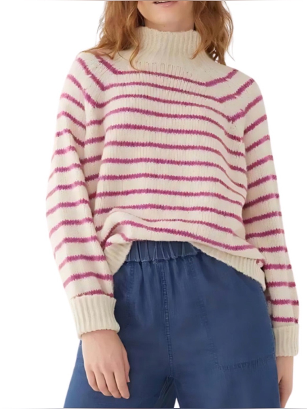 Voyager by MERSEA Salt & Sea Turtleneck Pink Stripe Size Large